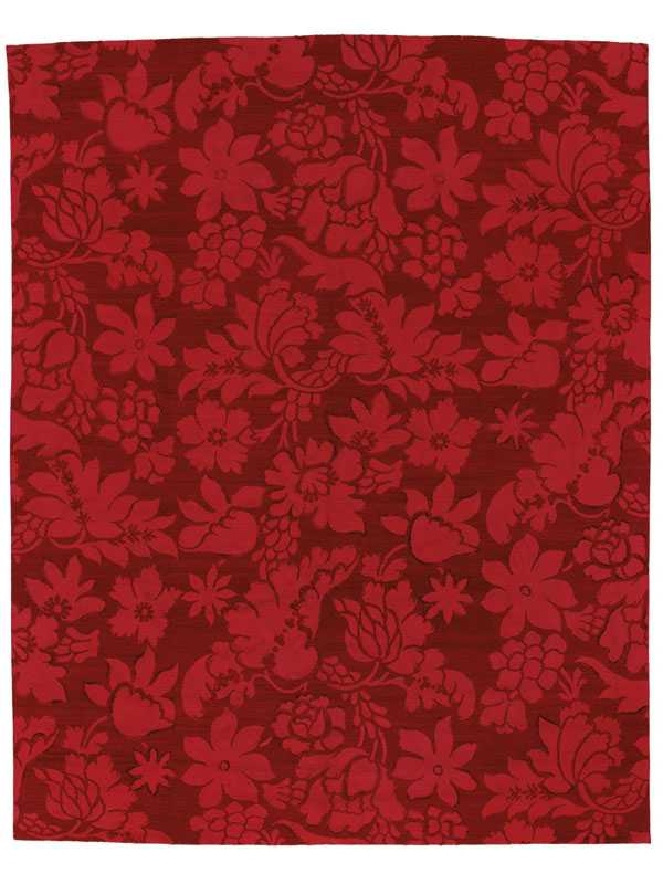 tappeto contemporaneo nepalese rosso floreale