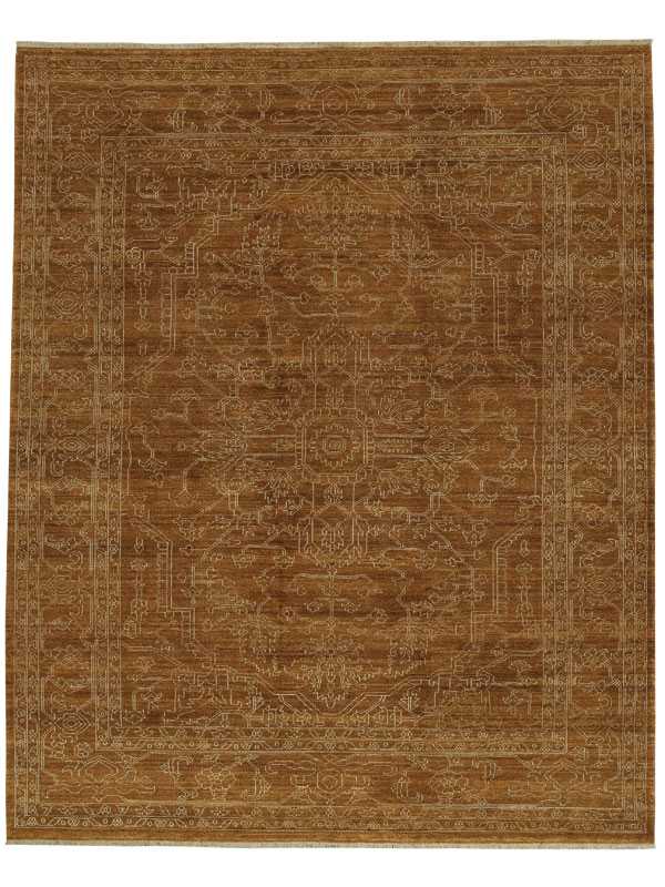 Tappeto contemporaneo vintage marrone con motivi decorativi classici geometrici stilizzati