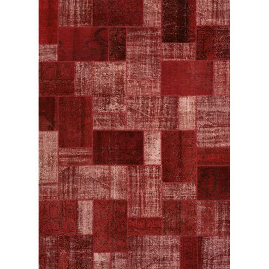 Tappeto contemporaneo patchwork rosso