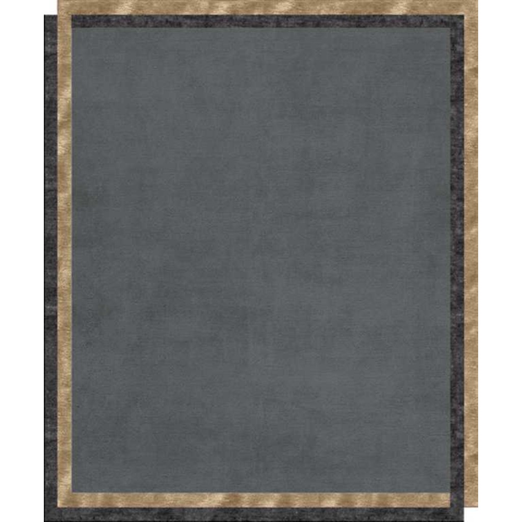 Tappeto contemporaneo Arazi Home collezione Border azzurro con motivi decorativi a cornici oro e blu