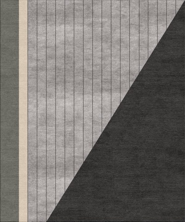 Tappeto contemporaneo Artorient della collezione Essential Lines Arazi Home, beige, grigio e nero a fasce e triangoli, effetto Vintage