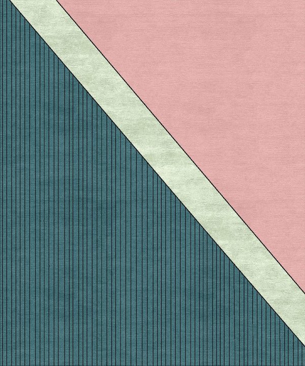 Tappeto contemporaneo Artorient della collezione Essential Lines Arazi Home, rosa, verde e azzurro a fasce, effetto Vintage