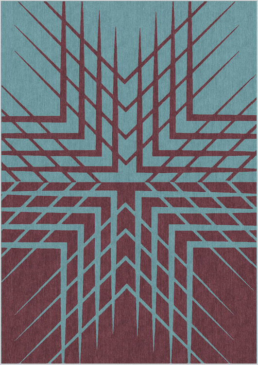 Tappeto contemporaneo Artorient della collezione Lotus Arazi Home, rosso e blu con motivo decorativo centrale geometrico a stella