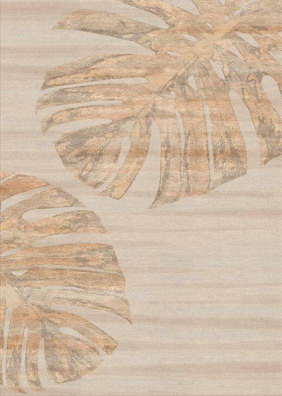 Tappeto contemporaneo Artorient della collezione Leaves Arazi Home, crema con foglie pi&ugrave; chiare