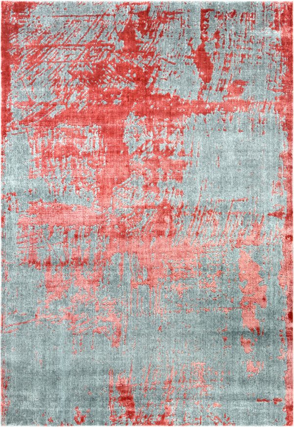 Tappeto contemporaneo Oxid con sfumature grigie e rosse della collezione Artorient Arazi Home