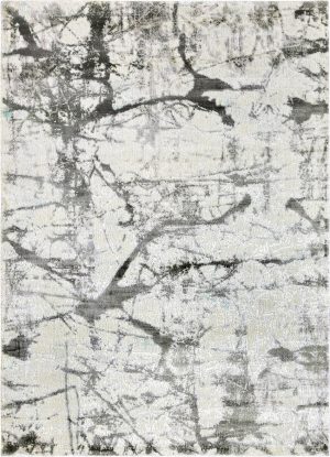 Tappeto contemporaneo Oxid con sfumature argento e nere "effetto lampo" della collezione Artorient Arazi Home