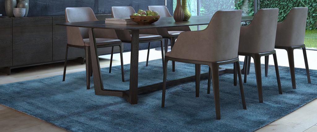tappeto moderno blu per sala da pranzo e cucina